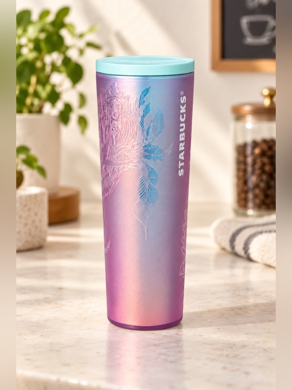 Starbucks 2022 Anniversary Iridescent Siren Soft Touch Tumbler 16 oz NWOT